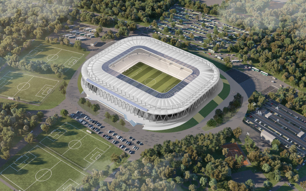 Modell des neuen Karlsruher Wildparkstadions.