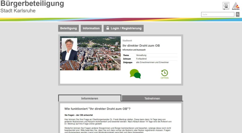 B&uuml;rgerbeteiligungsportal der Stadt Karlsruhe